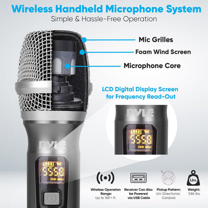 Wireless Microphone System - Reliable UHF Design, Battery Operated