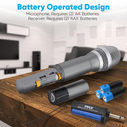 Wireless Microphone System - Reliable UHF Design, Battery Operated