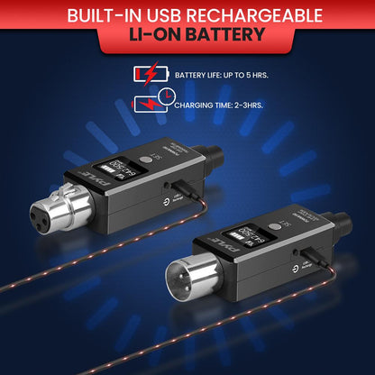 Système d'adaptateur XLR sans fil, portée de 90 pieds, 48k UHF numérique, gris foncé 
