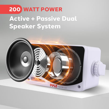 Outdoor Waterproof Bluetooth Speakers, 200W, 3-Way, White