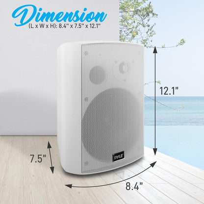 6.5" Waterproof Bluetooth Speakers, Deep Bass, White (2 Pack)