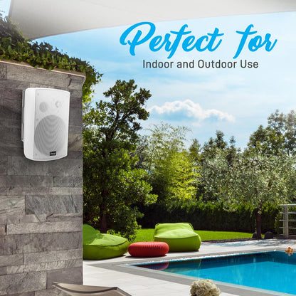 6.5" Waterproof Bluetooth Speakers, Deep Bass, White (2 Pack)