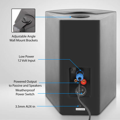 6.5" Waterproof Bluetooth Speakers - High Power Sound, Easy Install, White