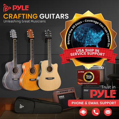 Acoustic Electric Guitar Kit, Full Size, Spruce Wood, 10W Amp, Natural