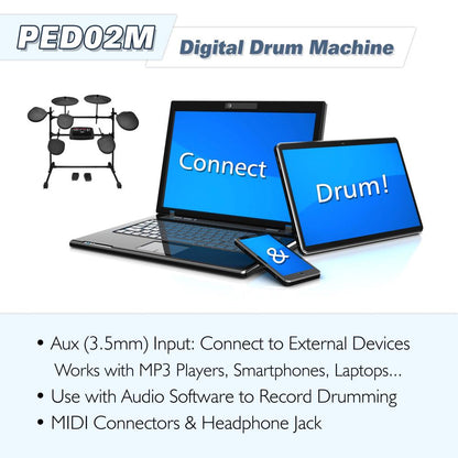 product image number 7 for Pyle Electric Thunder Drum Kit With Mp3 Recor