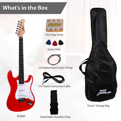 Electric Guitar Kit for Beginners, 6-String, Paulownia Wood, Red
