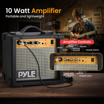 Electric Guitar Set with Amp, Full Size, 6-String, Glossy Finish