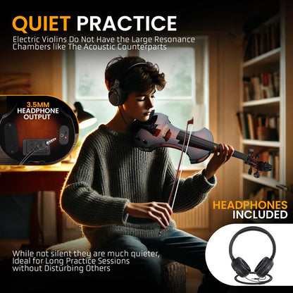 Electric Violin Kit - Silent Play, Solid Wood, Sunburst