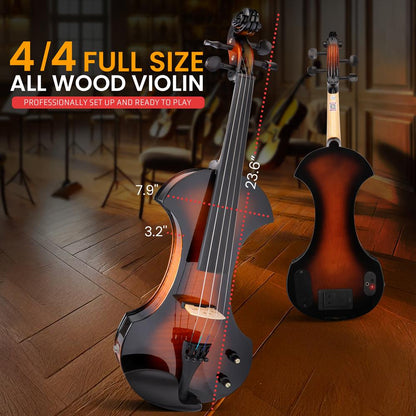 Electric Violin Kit - Silent Play, Solid Wood, Sunburst