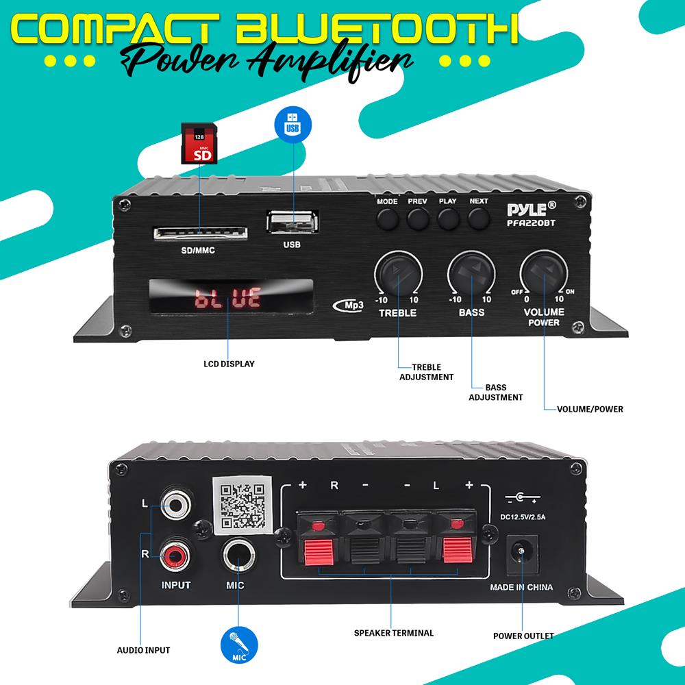 product image number 2 for Pyle Home Audio Desktop Bluetooth Amplifier