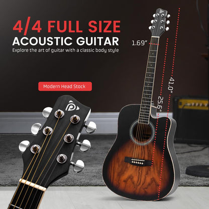 41" Acoustic Guitar Kit, Crisp Sound, Ashtree Top, Sunburst Matte
