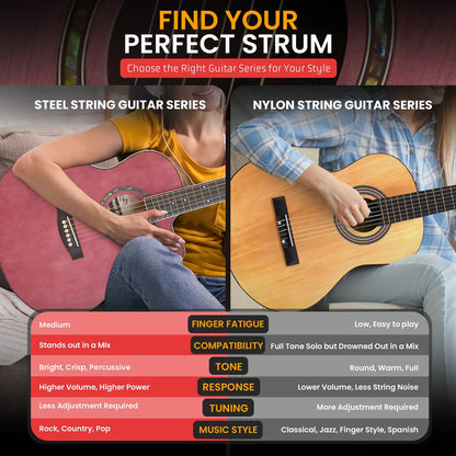 Guitare acoustique à cordes en acier, échelle 3/4 K 