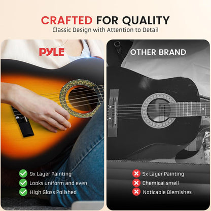 Acoustic Guitar Kit, Beginner-Friendly, 30" Sunburst, Nylon Strings