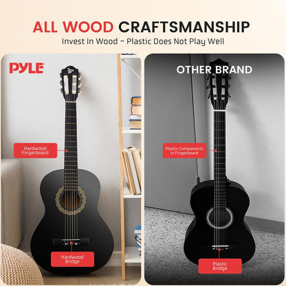Beginner Acoustic Guitar Kit, 1/2 Size, All Wood, 34", Matte Finish