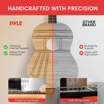 Beginner Acoustic Guitar Kit, 1/2 Size, All Wood, 34", Matte Finish