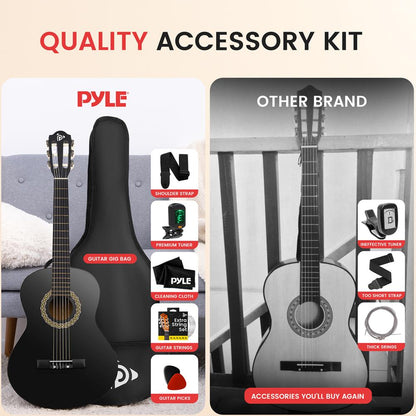 Beginner Acoustic Guitar Kit, 1/2 Size, All Wood, 34", Matte Finish
