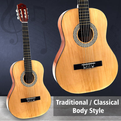 Acoustic Guitar Kit, Beginner 3/4 Size, All Wood, 36" Natural Ash