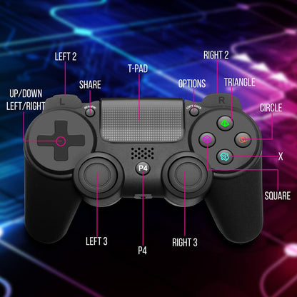 Manette de jeu sans fil, design ergonomique, capteur à 6 axes, lumières LED 