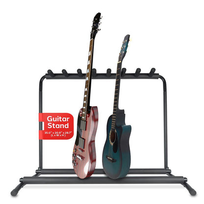 7-Slot Guitar Stand Rack - Safe Steel Frame with Rubber Padding