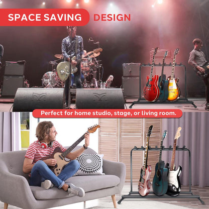 7-Slot Guitar Stand Rack - Safe Steel Frame with Rubber Padding