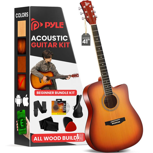 Acoustic Guitar Kit, Easy Play, Cutaway Design, 41" Cherry Burst