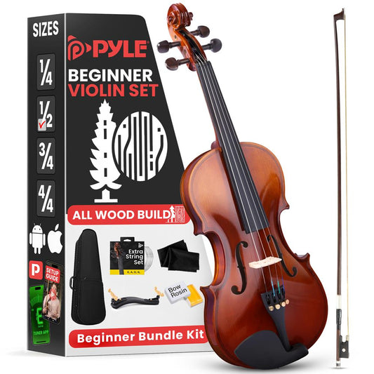 1/2 Size Violin Starter Kit, Ready to Play, Wood Grain, Includes Case & Bow