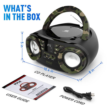 Portable CD Player Boombox, Bluetooth, 50W, Camouflage Design