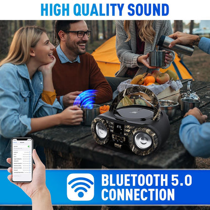 Portable CD Player Boombox, Wireless Streaming, 50W, LED Display, White