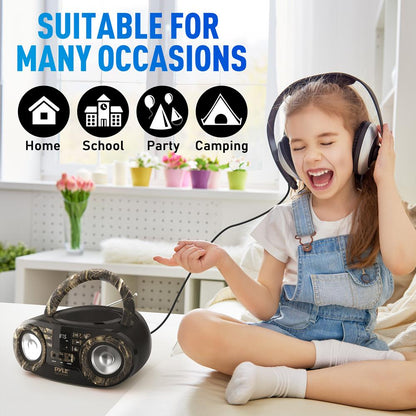Portable CD Player Boombox, Wireless Streaming, 50W, LED Display, White