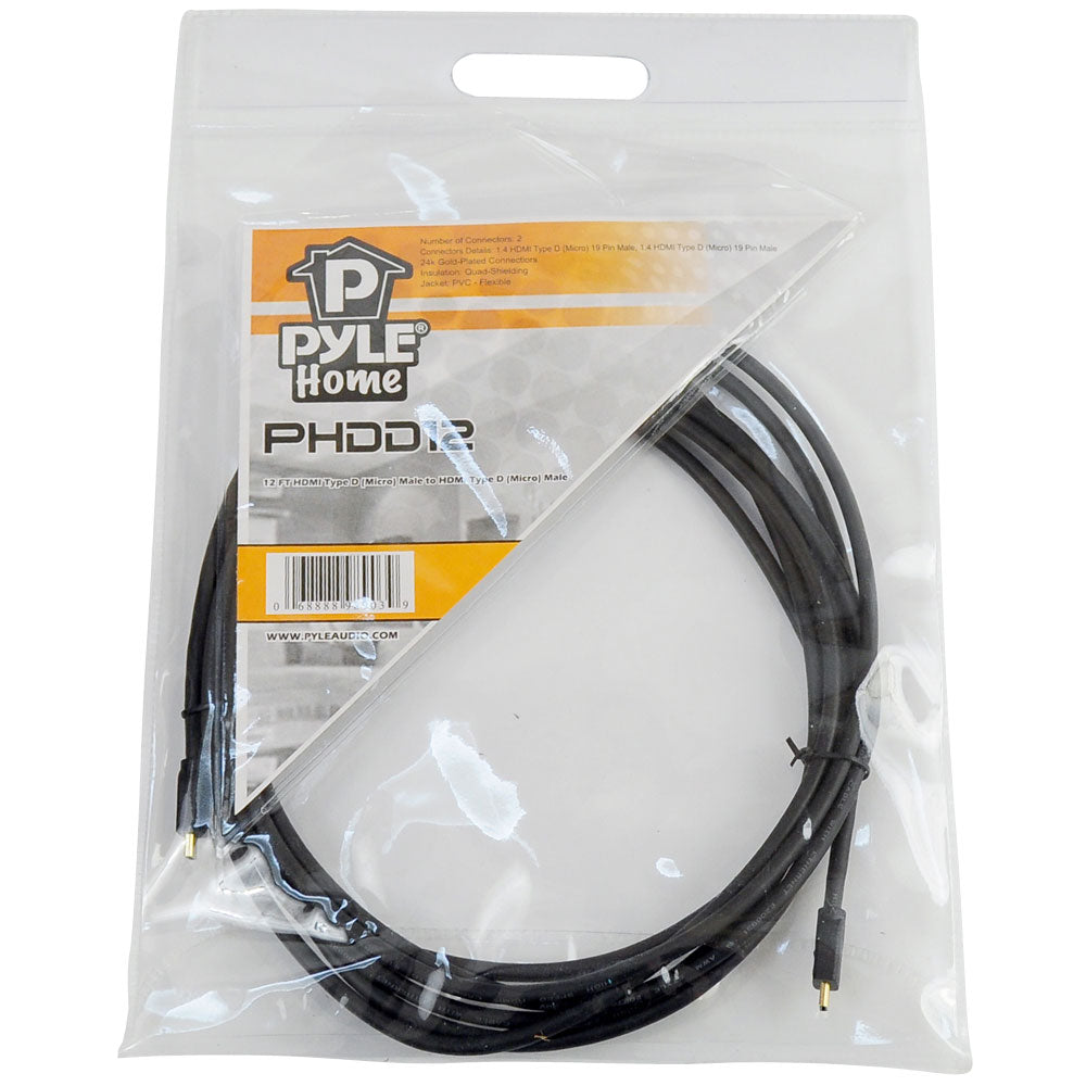 product image number 2 for Pyle 12 Ft Hdmi Type D (Micro) Male To Hdmi T