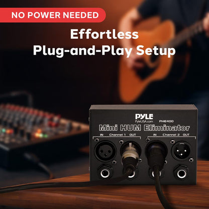 Mini Hum Eliminator Box - Removes Noise - 2-Channel XLR/TRS Inputs