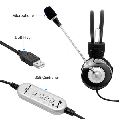 Gaming USB Headset Noise-Canceling Mic 3D 360 Sound Adjustable Headband