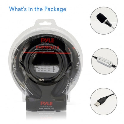 Gaming USB Headset Noise-Canceling Mic 3D 360 Sound Adjustable Headband