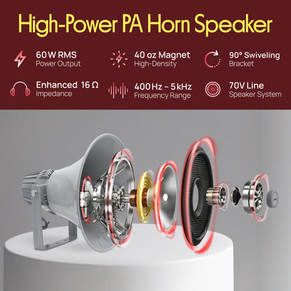 12.7'' Indoor/Outdoor PA Horn Speaker