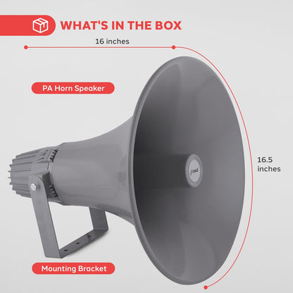 Haut-parleur corne PA extérieur 80W, boîtier en aluminium, gris 