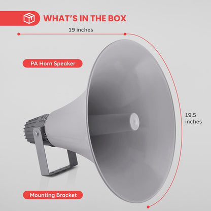 Haut-parleur corne PA intérieur/extérieur 100W son puissant aluminium gris 