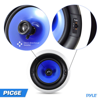 6.5" In-Wall/Ceiling Speakers 250W Hi-Fi Sound Silk Tweeter