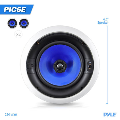 6.5" In-Wall/Ceiling Speakers 250W Hi-Fi Sound Silk Tweeter