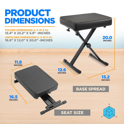 product image number 2 for Pyle Adjustable Padded Keyboard Bench