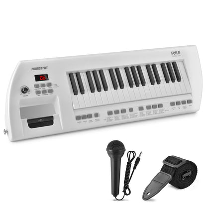 Electric Piano 37-Key Rechargeable Stereo Speakers White