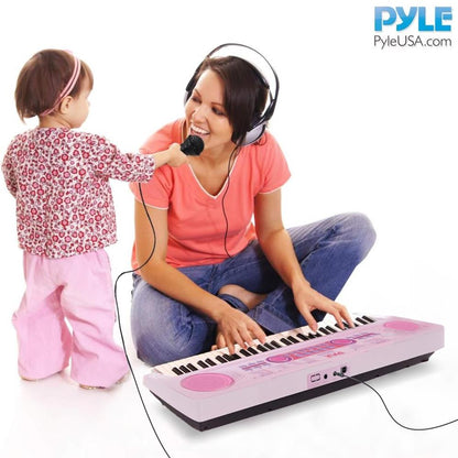 Clavier Électronique pour Enfants - Jouez et Chantez - 49 Touches, Rose 