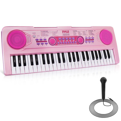 Clavier piano karaoké 49 touches, rechargeable, rose, avec microphone inclus 