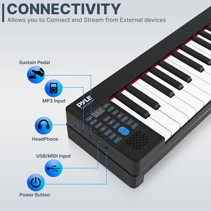 Electric Piano Keyboard 61 Keys Foldable Bluetooth 129 Tones