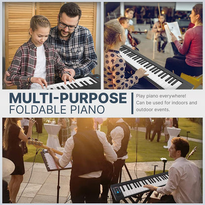 Electric Piano Keyboard 61 Keys Foldable Bluetooth 129 Tones