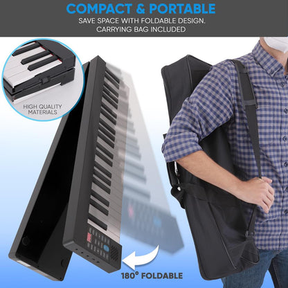 Electric Keyboard Piano 88 Keys Portable Foldable Bluetooth 128 Tones