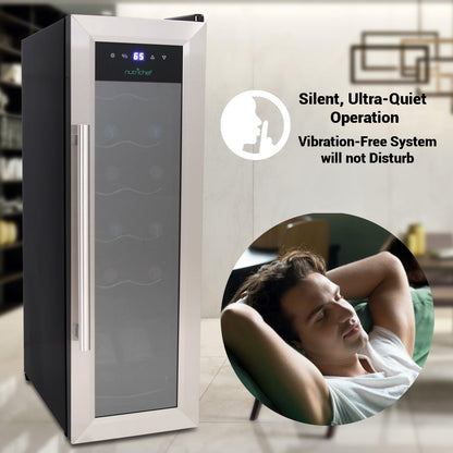 12 Bottle Wine Cooler, Compact Fridge, Digital Control, Stainless Steel