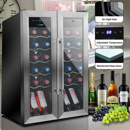 24 Bottle Wine Cooler - Quiet Compressor, Stainless Steel Door