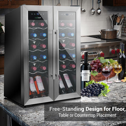 24 Bottle Wine Cooler - Quiet Compressor, Stainless Steel Door