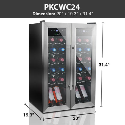 24 Bottle Wine Cooler - Quiet Compressor, Stainless Steel Door