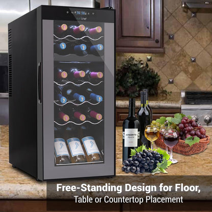 Freestanding Wine Fridge 18-Bottle Dual Zone Digital Control Glass Door